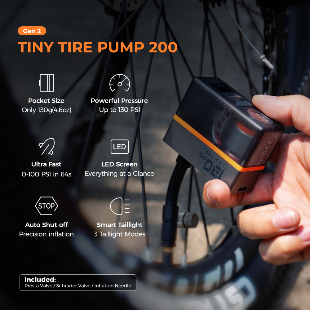Flextail TINY TIRE PUMP 200 130 PSI Electric Gauge Pump