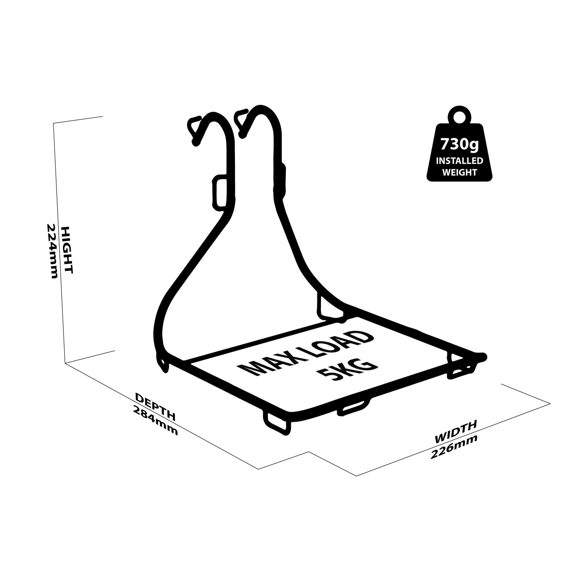 JACK Black Tool-Free Universal Bicycle Front Rack Carrier with Bungees